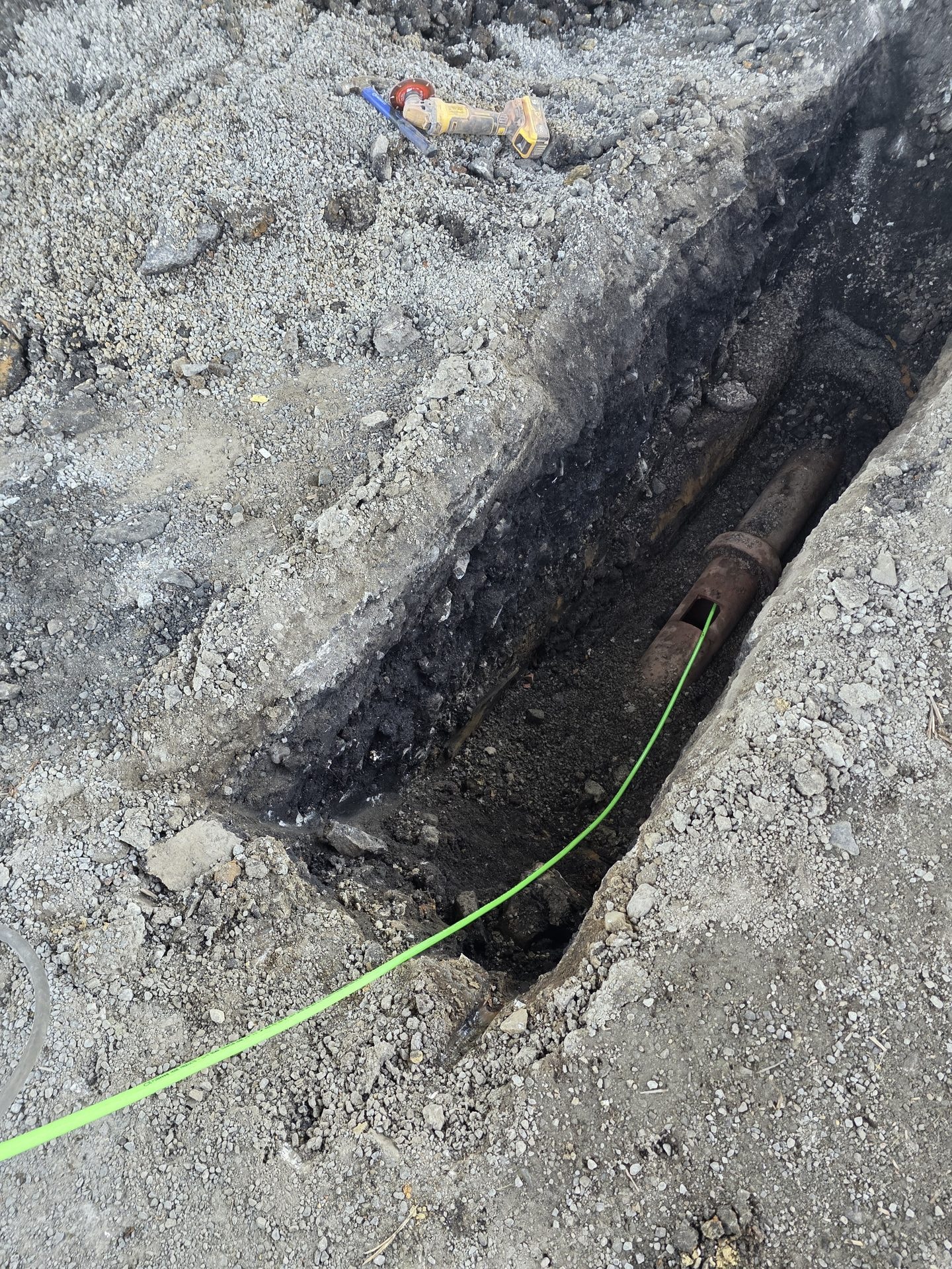 Underground sewer line exposed during a Central Kentucky repair
