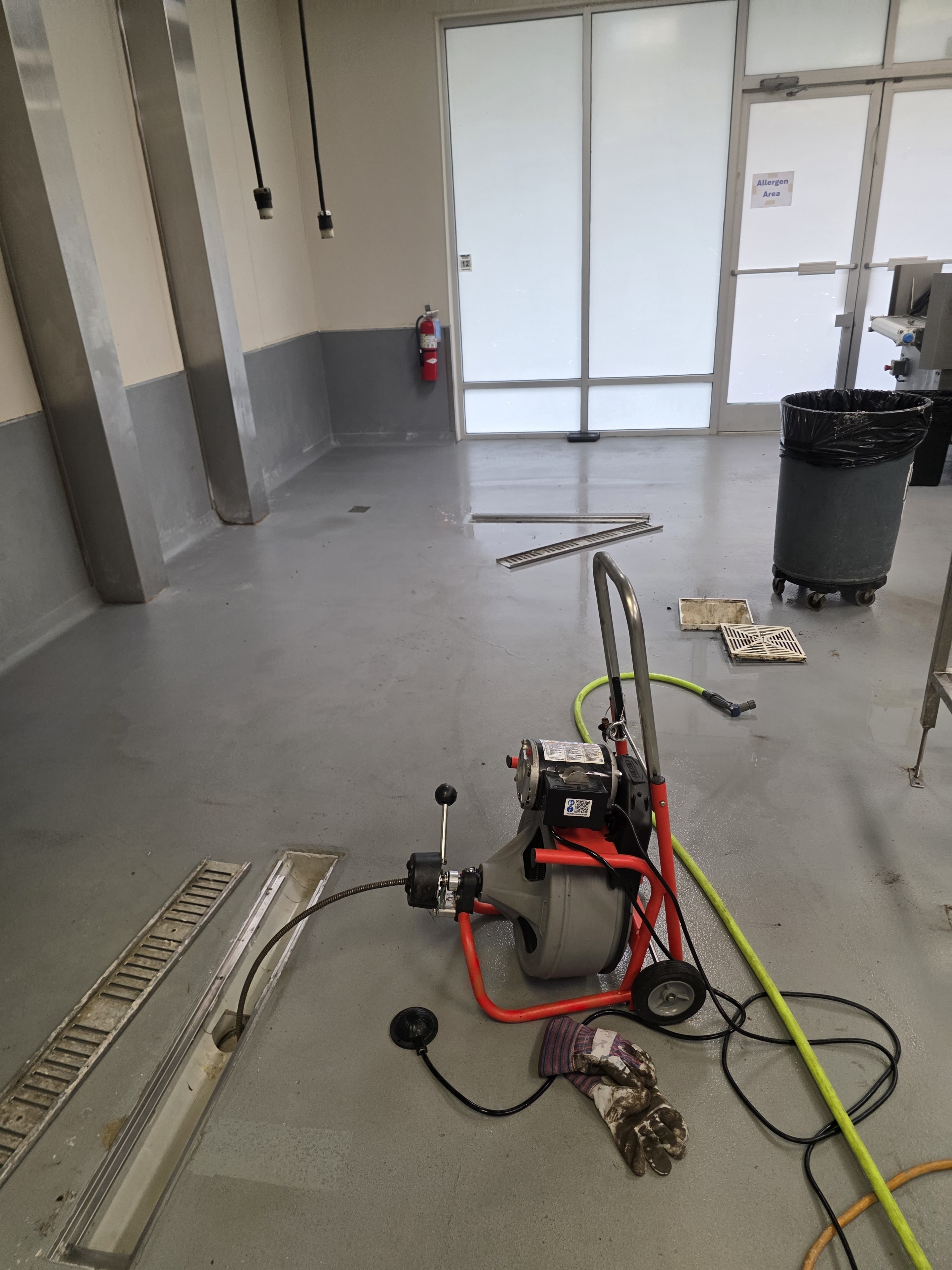Commercial kitchen trench drain cleaning service